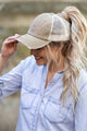 Distressed Messy Bun Hat - Three Mad Hatters Mercantile 