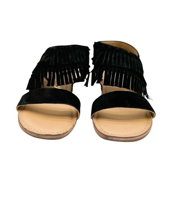 Fringe Star Sandal in Black Shoes   