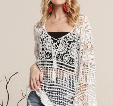 ADORA Front Lace Up Crochet Top