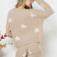 Soft Long Sleeve Star Print Top and Short Set Womens Loungewear   