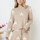 Soft Long Sleeve Star Print Top and Short Set Womens Loungewear   