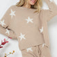 Soft Long Sleeve Star Print Top and Short Set Womens Loungewear   