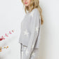 Soft Long Sleeve Star Print Top and Short Set Womens Loungewear   