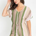 Summer Stripe Surplice Romper