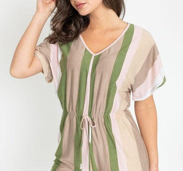 Summer Stripe Surplice Romper