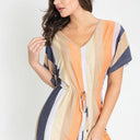 Summer Stripe Surplice Romper