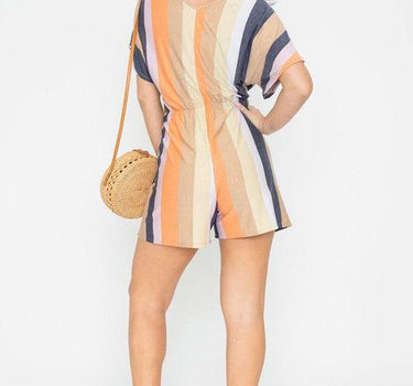Summer Stripe Surplice Romper