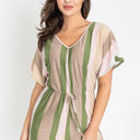 Summer Stripe Surplice Romper