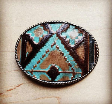 Rope Edge Navajo Leather Belt Buckle