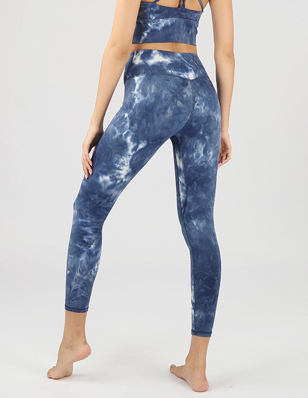 Tie-Dye Seamless High Waisted Leggings Leggings Royal Blue S 