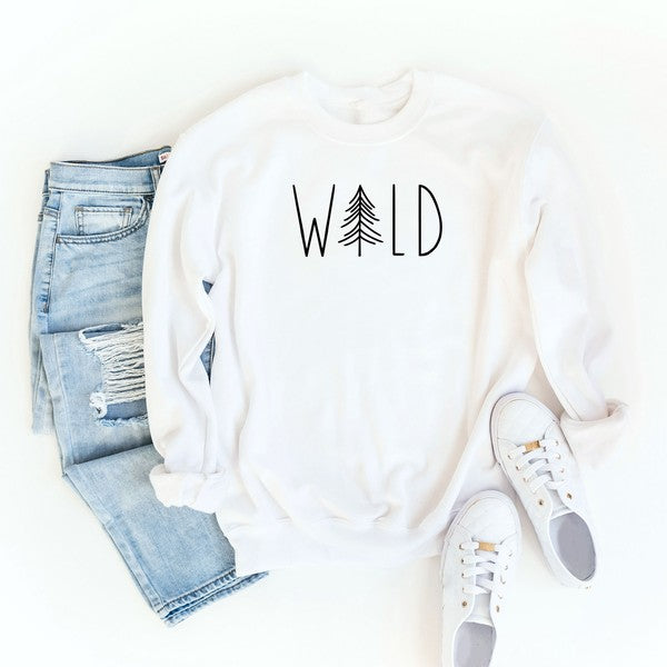 Wild Tree Graphic Sweatshirt  White Small 