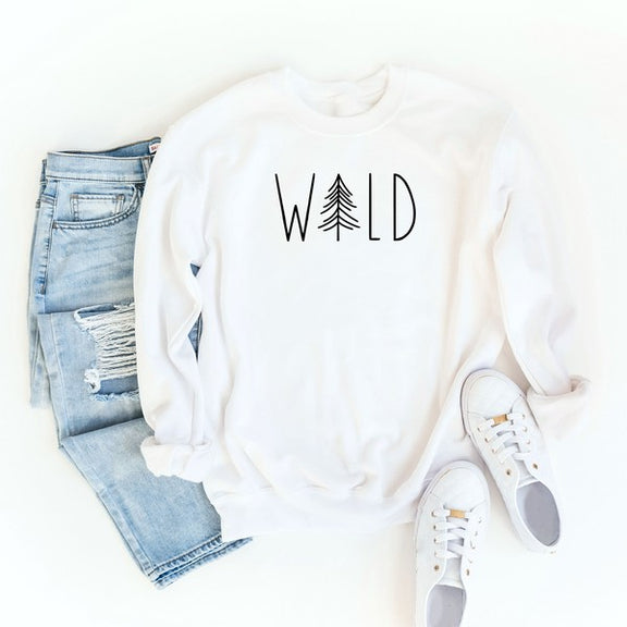 Wild Tree Graphic Sweatshirt  White Small 