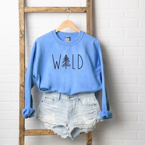 Wild Tree Graphic Sweatshirt  Carolina Blue Small 