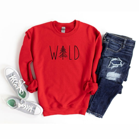 Wild Tree Graphic Sweatshirt  Red Small 