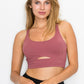 Cross Back Front Slit Sports Bra Sports Bra Mauve S 