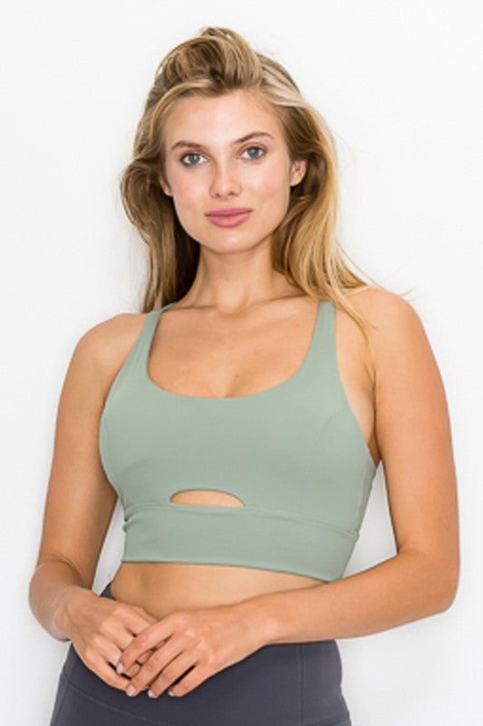 Cross Back Front Slit Sports Bra Sports Bra   