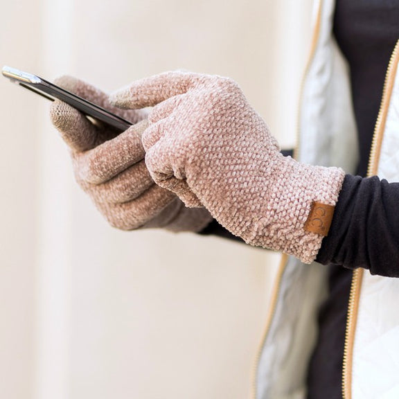 CC Chenille Touch Gloves Gloves Taupe OneSize 