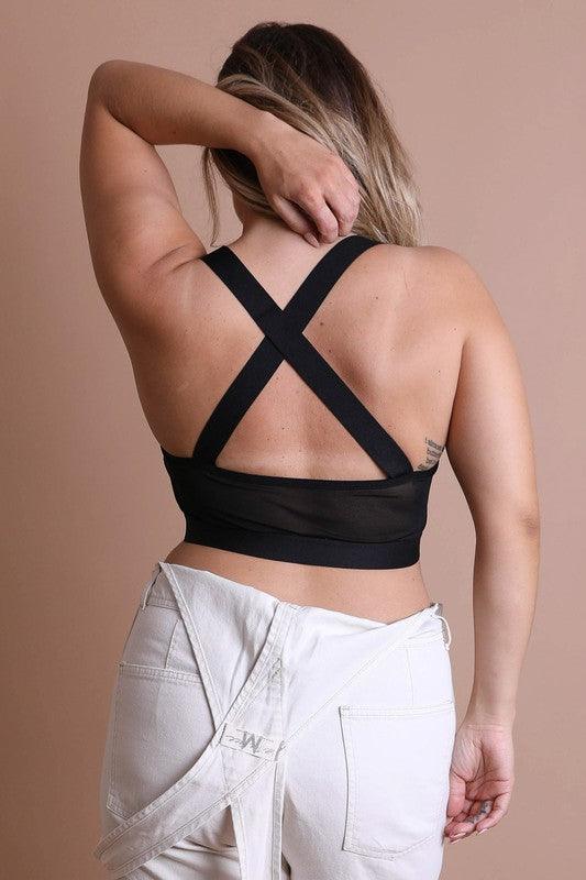 Curvy- Cross Front Bralette - Three Mad Hatters Mercantile 