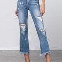 Stretch Mid Rise Crop Flare Jeans