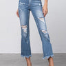 Stretch Mid Rise Crop Flare Jeans