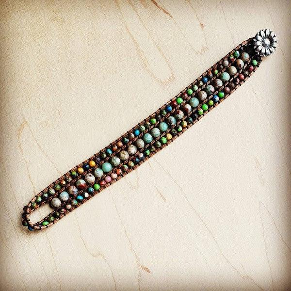 Impression Jasper Woven Bracelet Multi Color - Three Mad Hatters Mercantile 
