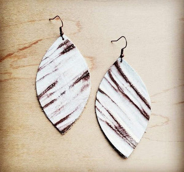 Leather Oval Earring White Chateau