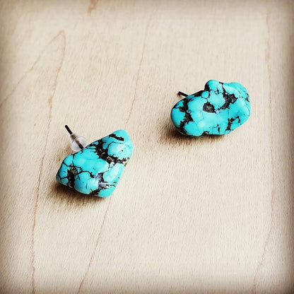 BlueTurquoise Stud Earrings Blue Turquoise Earrings blue 1 