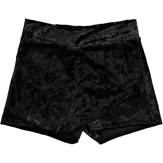 JUNIORS SHORT ENVELOPE SKORT Activewear Black Crushed Velvet S 