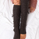 Cable Knit Long Tie Leg Warmer