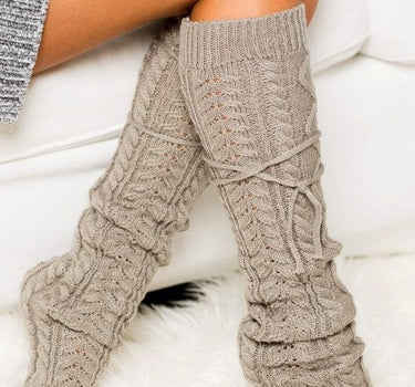Cable Knit Long Tie Leg Warmer