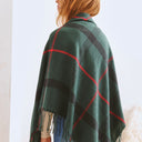 PLAID SQUARE FRINGE SHAWL SCARF