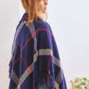PLAID SQUARE FRINGE SHAWL SCARF