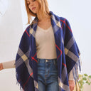 PLAID SQUARE FRINGE SHAWL SCARF