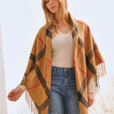 PLAID SQUARE FRINGE SHAWL SCARF