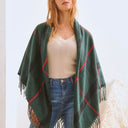 PLAID SQUARE FRINGE SHAWL SCARF