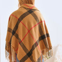 PLAID SQUARE FRINGE SHAWL SCARF