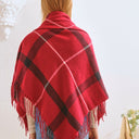 PLAID SQUARE FRINGE SHAWL SCARF
