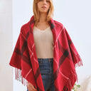 PLAID SQUARE FRINGE SHAWL SCARF