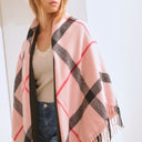 PLAID SQUARE FRINGE SHAWL SCARF