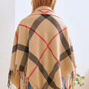 PLAID SQUARE FRINGE SHAWL SCARF