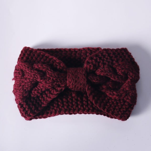 WINTER CROCHET BOW TWISTED HEAD BAND Headbands BGBG/BURGUNDY Os 