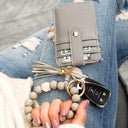 Leopard Beaded Key Ring Wallet Bracelet