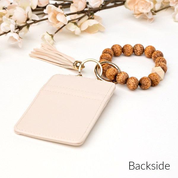 Leopard Beaded Key Ring Wallet Bracelet - Three Mad Hatters Mercantile 