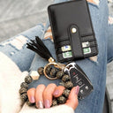 Leopard Beaded Key Ring Wallet Bracelet
