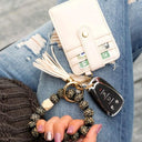 Leopard Beaded Key Ring Wallet Bracelet