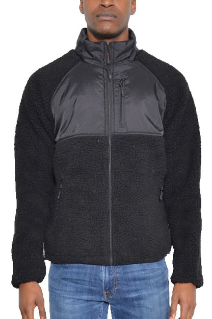 FULL ZIP SHERPA FLEECE JACKET  BLACK 2XL 