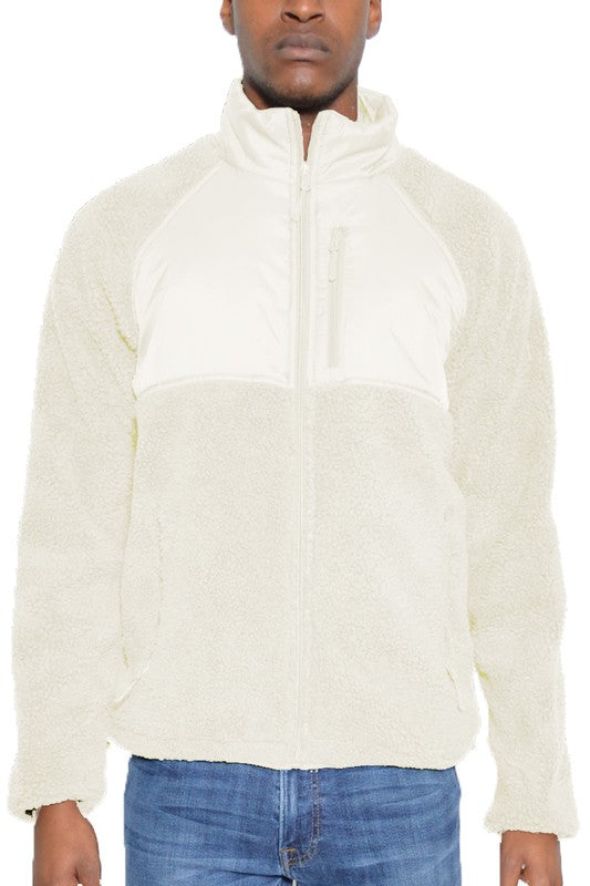 FULL ZIP SHERPA FLEECE JACKET  CREAM 2XL 