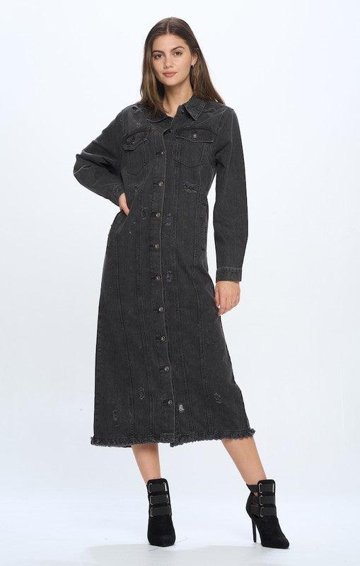 The Ultimate Denim Duster: Blue Age Long Denim Jacket - Three Mad Hatters Mercantile 