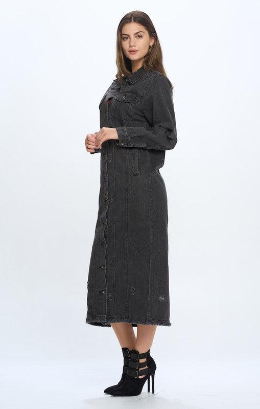 The Ultimate Denim Duster: Blue Age Long Denim Jacket - Three Mad Hatters Mercantile 