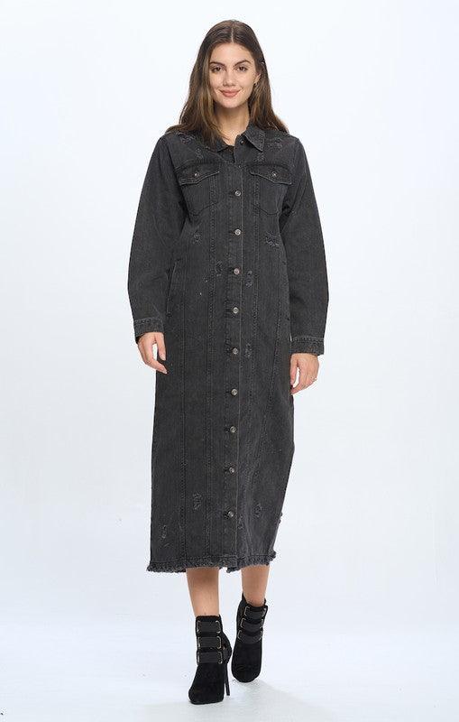 The Ultimate Denim Duster: Blue Age Long Denim Jacket - Three Mad Hatters Mercantile 